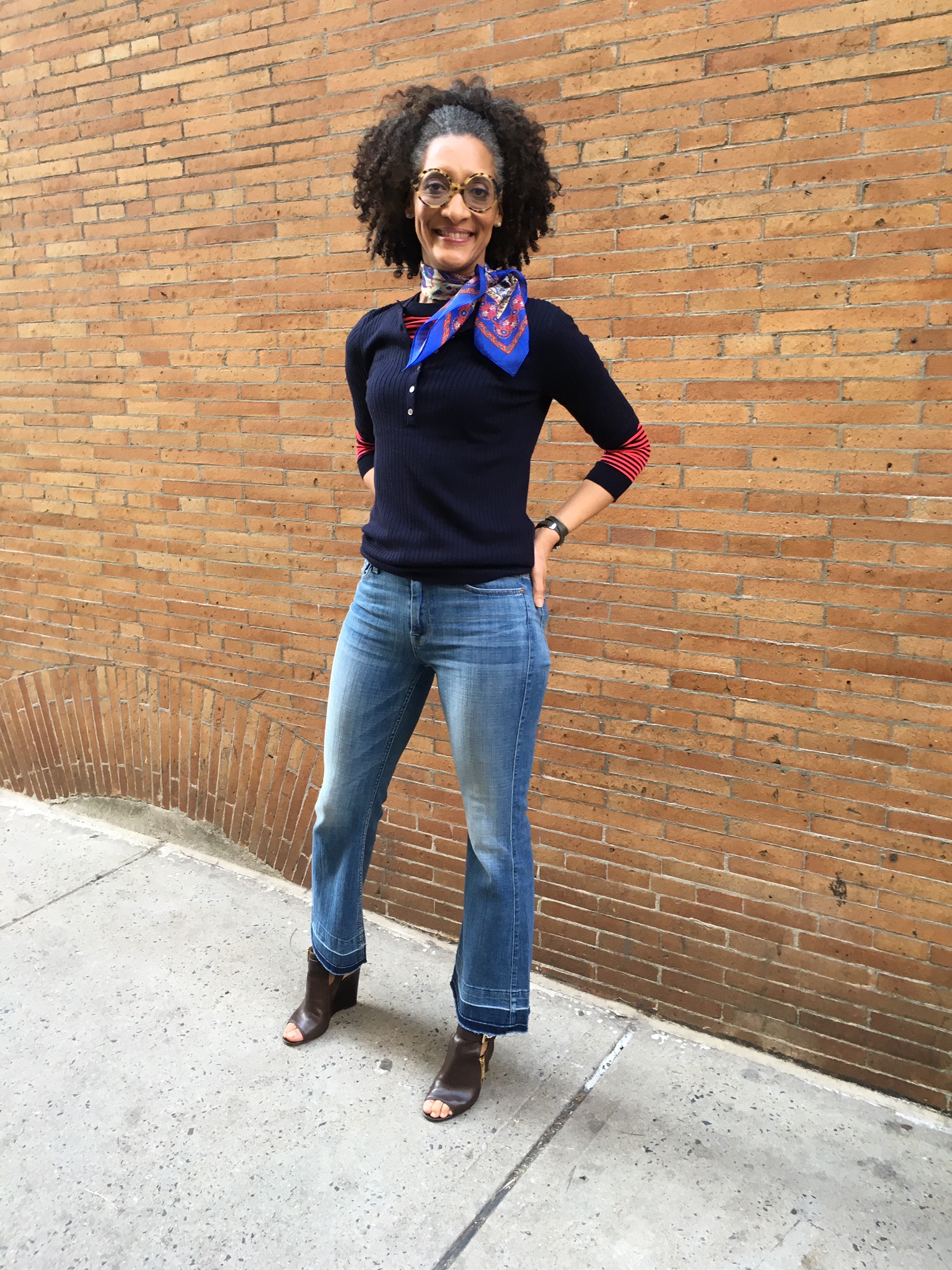 Accessorize:  jeans, and sweater and scarf