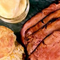 Molasses Glazed Ham with Sweet Potato Buttermilk Biscuits