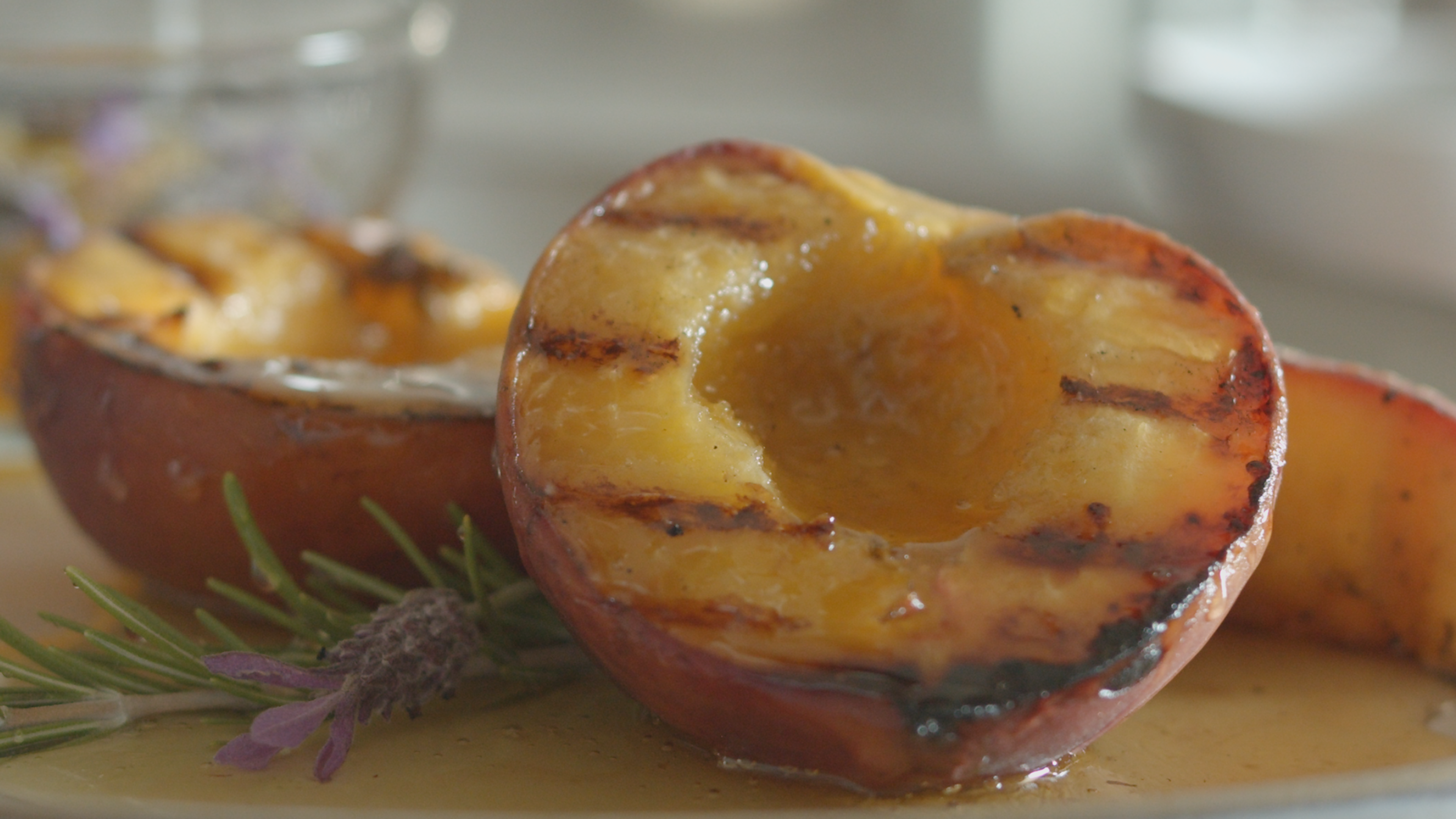 Grilled Peaches with Rosemary Lavender Honey