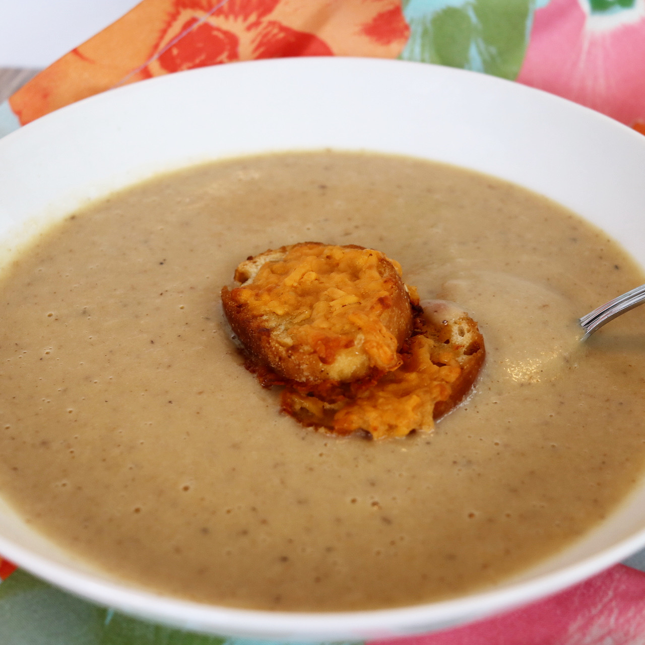 Cauliflower Soup with Toasted Cheese Croutons